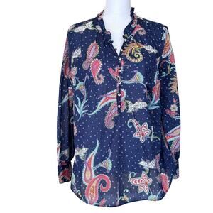 Talbots Plus blue paisley tunic, X, bohemian, vintage inspired,‎ soft romantic